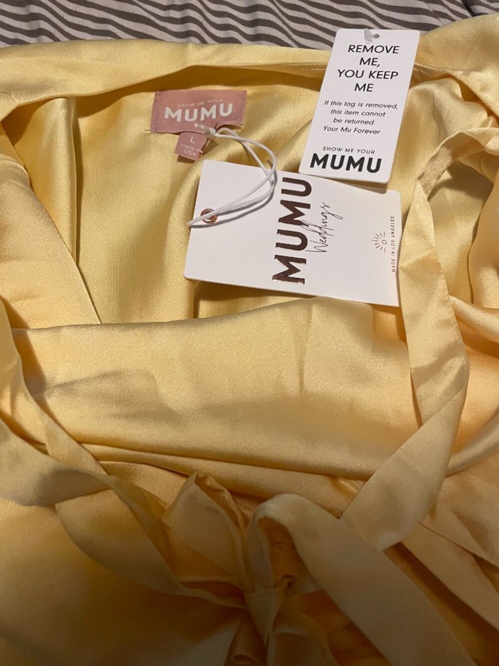 Show Me Your Mumu Anderson Maxi Dress Yellow Luxe Satin Bridesmaid - Picture 3 of 6